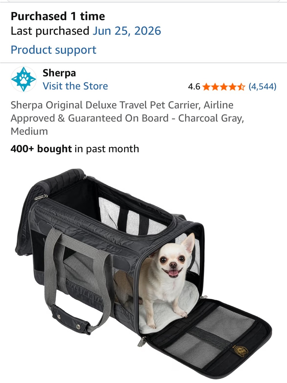 Sherpa Charcoal Gray Deluxe Travel Pet Carrier